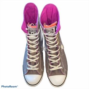 Converse One Star High Tops gray purple and coral